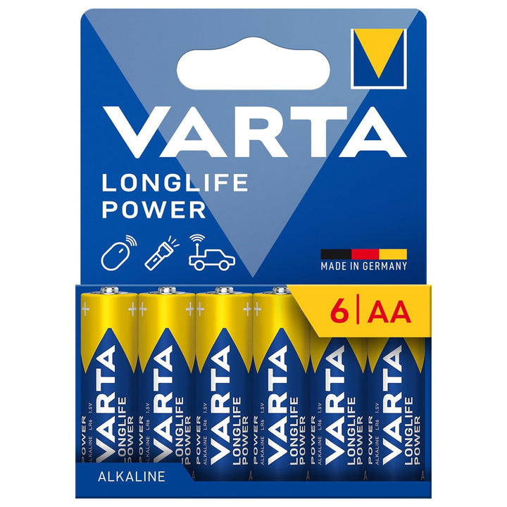 VARTA Longlife Power, 6 alkalických baterií AA, LR06, 1,5 V