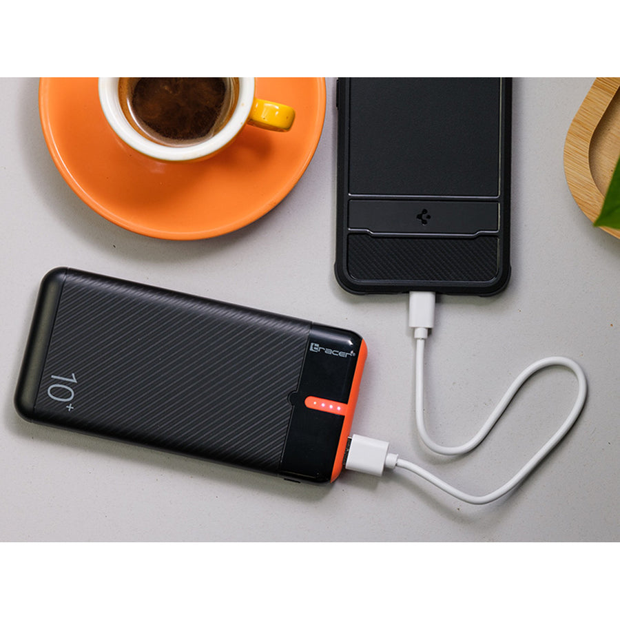 Powerbanka Tracer, 10000 mAh, černo-oranžová, USB C, 2A, EnerGo