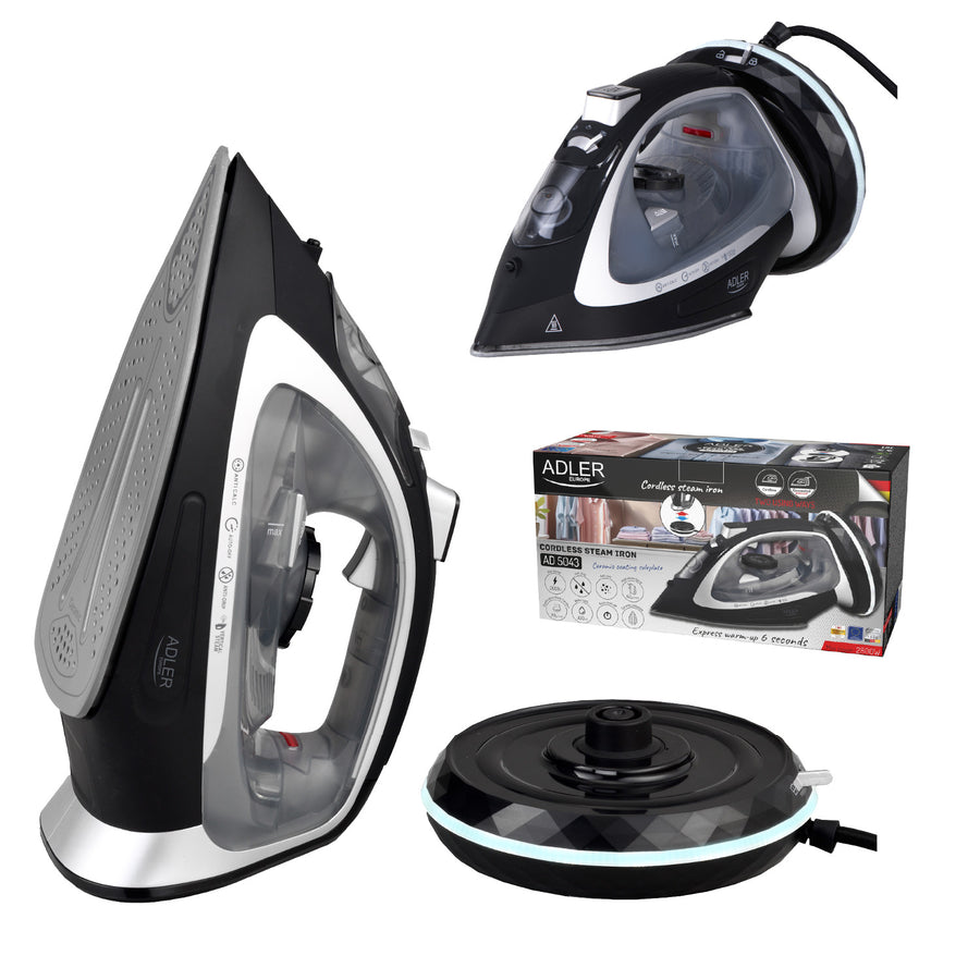 Bezdrátová napařovací žehlička Adler, keramická deska, 2800 W, AD 5043