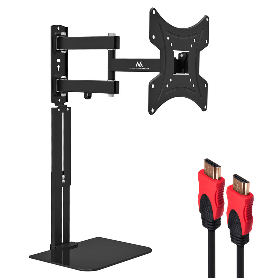 Držák na TV s policí na DVD Maclean, vesa 200x200 , 23"-43", 25kg, MC-771A +HDMI 2.0 4K 3D UHD 1,8m KABEL 48 bitů