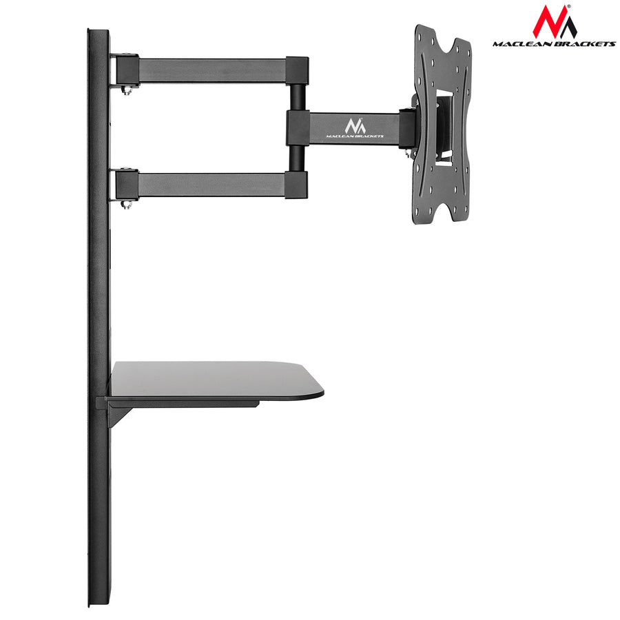 Držák na TV s policí na DVD Maclean, vesa 200x200 , 23"-42", 30kg, MC-771+HDMI 2.0 4K 3D UHD 1,8m KABEL 48 bitů