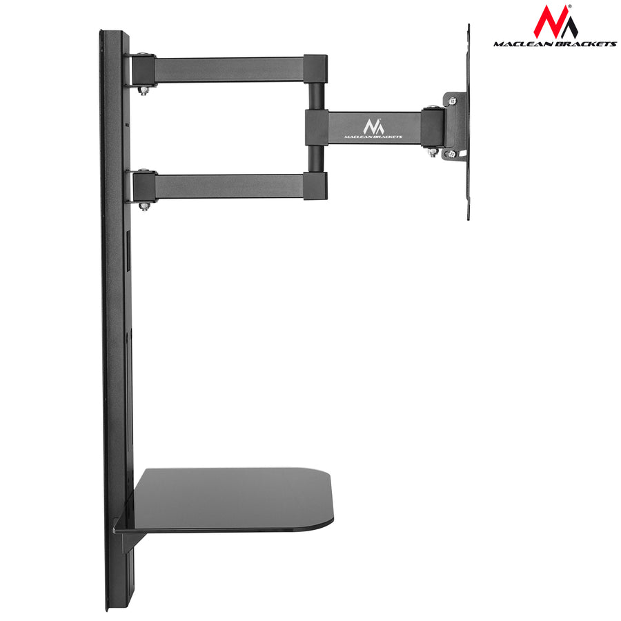 Držák na TV s policí na DVD Maclean, vesa 200x200 , 23"-42", 30kg, MC-771+HDMI 2.0 4K 3D UHD 1,8m KABEL 48 bitů