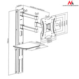 Držák na TV s policí na DVD Maclean, vesa 200x200 , 23"-42", 30kg, MC-771+HDMI 2.0 4K 3D UHD 1,8m KABEL 48 bitů