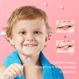 Dětský sonický zubní kartáček SEAGO, barva růžová, 1xAA 1,5V (není součástí balení), 4 koncovky, SG-513 Pink + Sada náhradních zubních kartáčků pro SG-513, SG-977 SEAGO, 4 ks, barva transparentní, SG-513 Refill