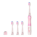 SEAGO dětský sonický zubní kartáček, růžový, 3 hroty, SG-977 Pink + SEAGO dětský sonický zubní kartáček, zelený, 3 hroty,SG-977 Green
