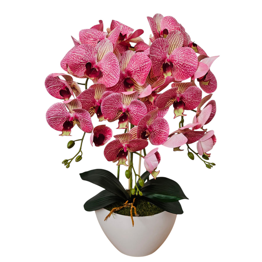 Damich umělá orchidej, z kaučuku, bílý květináč, 3pgrk2