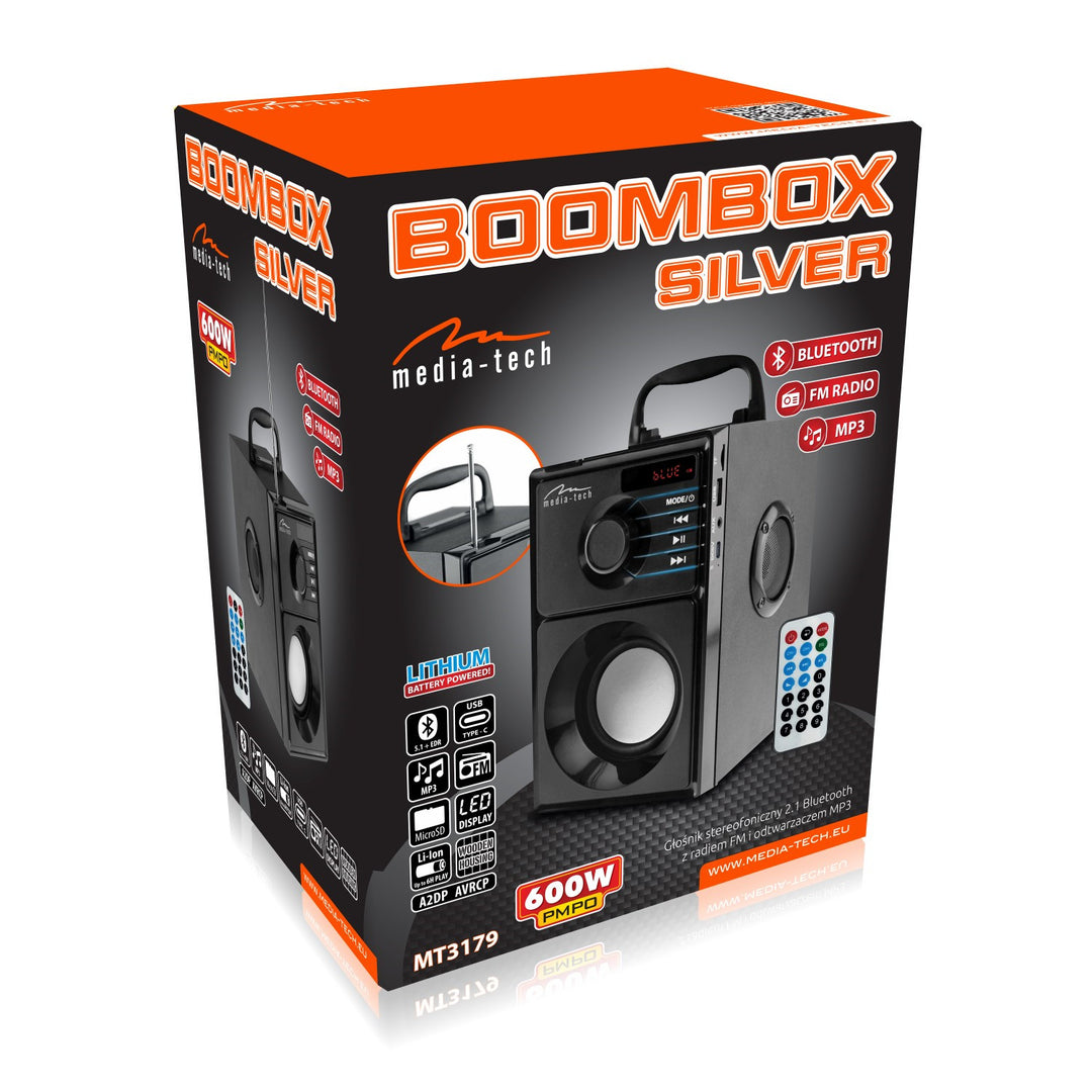 Bezdrátový reproduktor Media-Tech, Bluetooth 5.1, FM rádio, AUX, RMS 15 W, MT3179