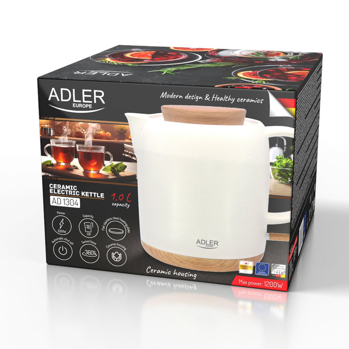 Keramická rychlovarná konvice 1,0 l, 1200 W, ecru, Adler AD 1304