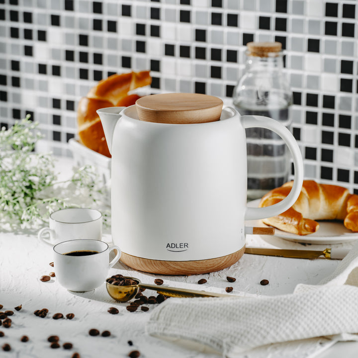 Keramická rychlovarná konvice 1,0 l, 1200 W, ecru, Adler AD 1304