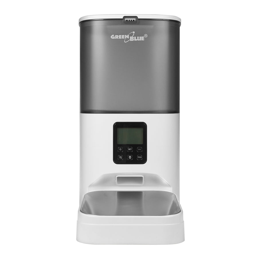 GreenBlue automatický dávkovač krmiva pro domácí mazlíčky, 6 l, USB 5V1A, GB393 + GreenBlue hygienické podložky pro psy/kočky, pro trénink čůrání, 60x40 cm, 50 ks, GB495