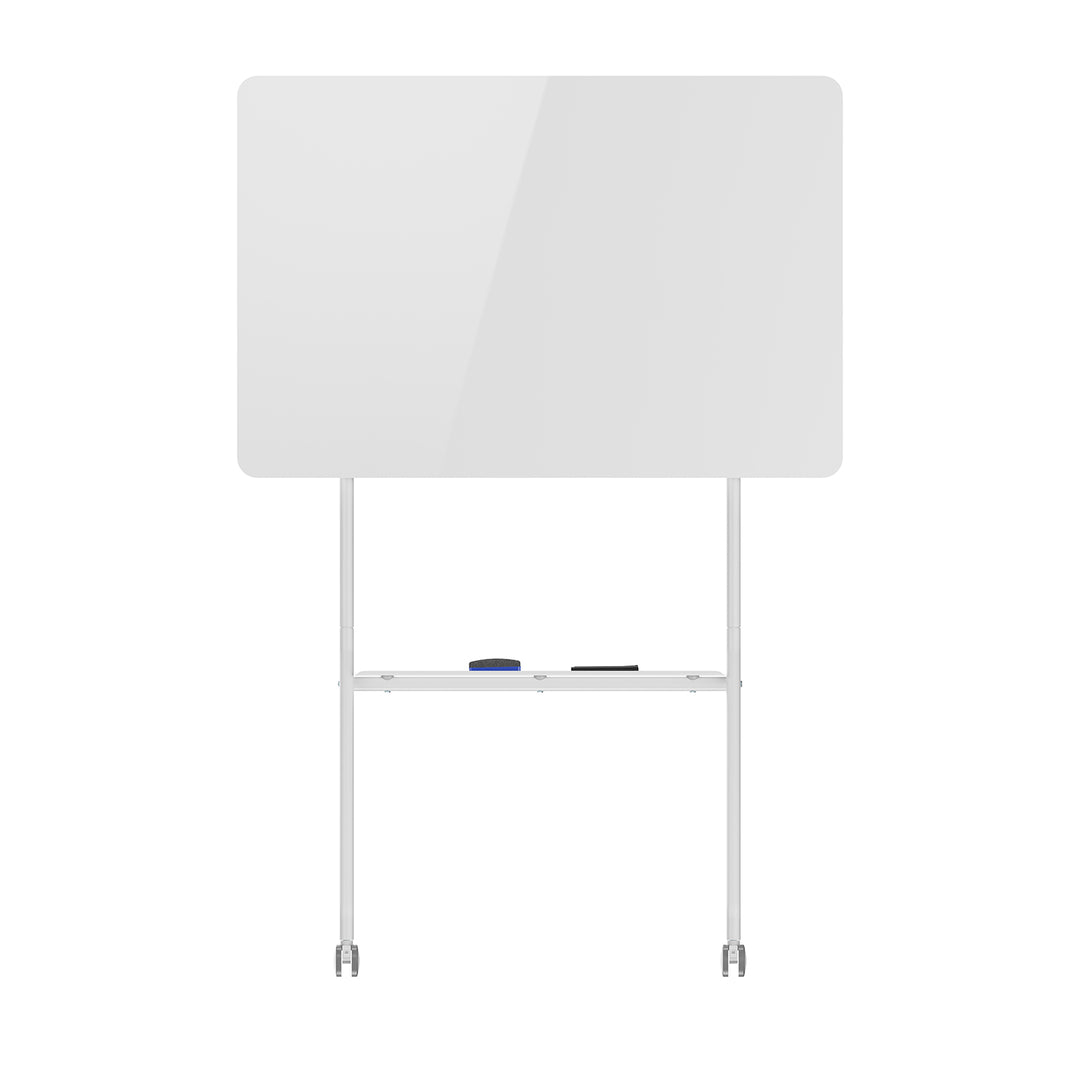 Mobilní tabule Ergo Office se suchým stíráním, horizontální orientace, bílá, jednostranná, s policí, rozměry tabule 1190x790 mm, ER-306