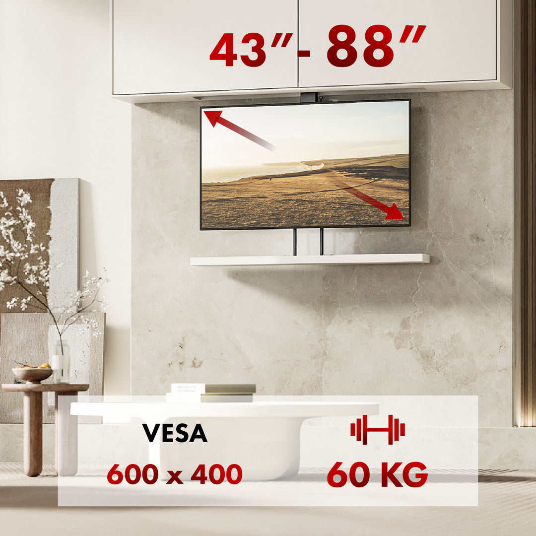 Elektrický stropní a podlahový úchyt, výsuvný Maclean, 43''-88'', VESA 600x400, max. 60 kg, 100-240V AC,50/60Hz