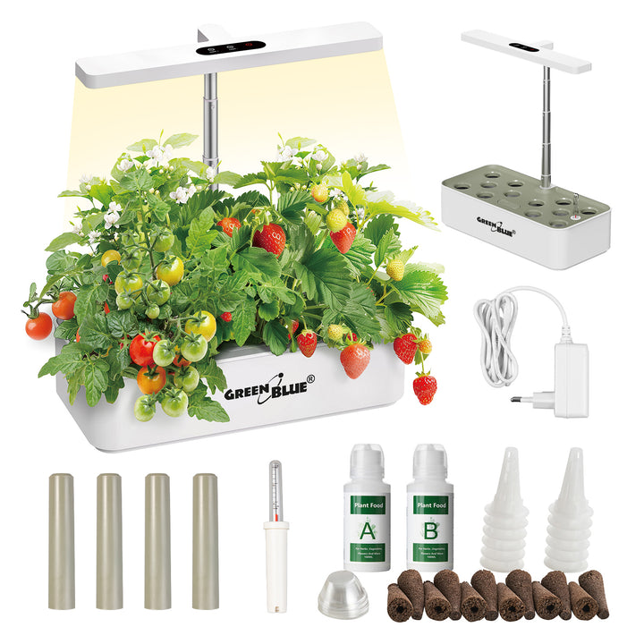 Inteligentní systém pro pěstování pokojových rostlin GreenBlue, SMART hrnec, objem 4 l, pro 12 rostlin, LED diody s plným spektrem, GB133