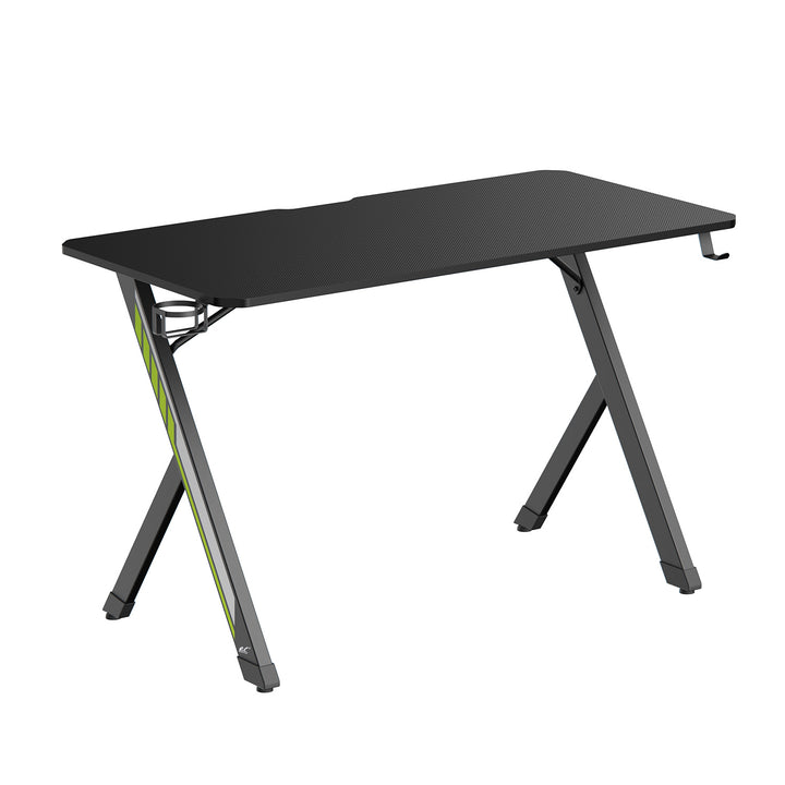 Herní stůl NanoRS, černý, s držákem na sluchátka a hrnek, max. 75 kg, rozměry 1200x600x750 mm, RS101
