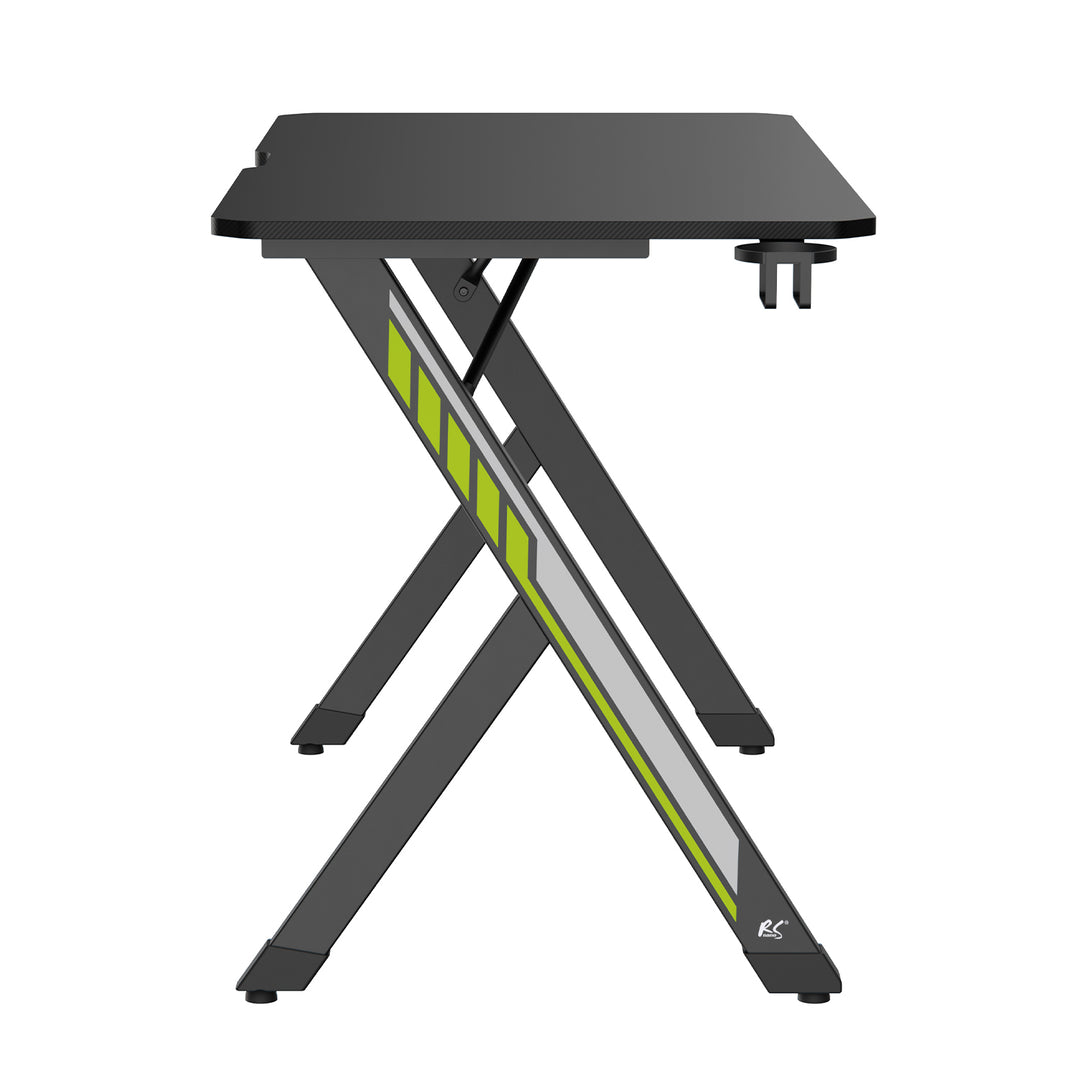 Herní stůl NanoRS, černý, s držákem na sluchátka a hrnek, max. 75 kg, rozměry 1200x600x750 mm, RS101