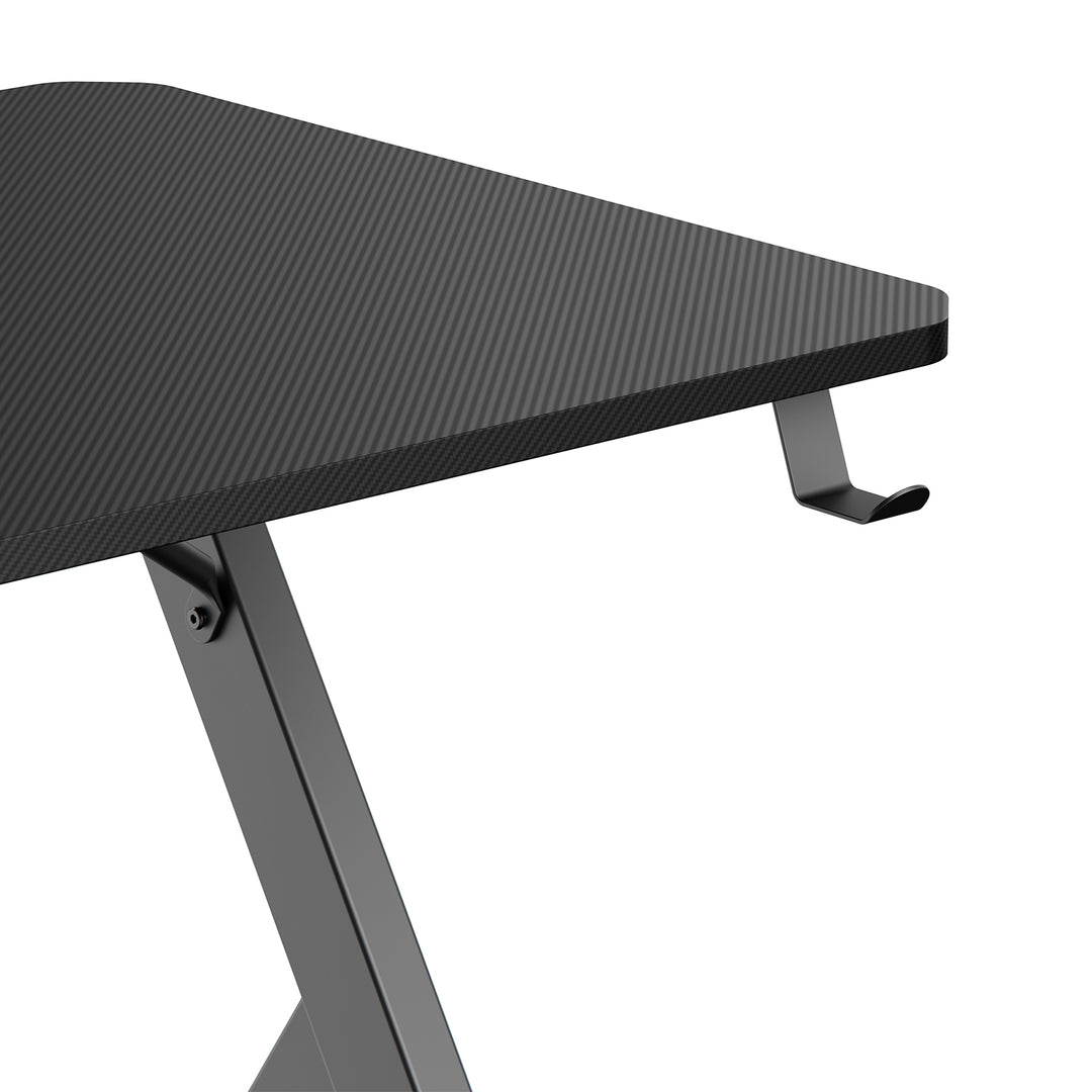 Herní stůl NanoRS, černý, s držákem na sluchátka a hrnek, max. 75 kg, rozměry 1200x600x750 mm, RS101