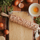 Gravírovaný váleček na dort Goody Woody, 46 cm, bukové dřevo, design zajíčka