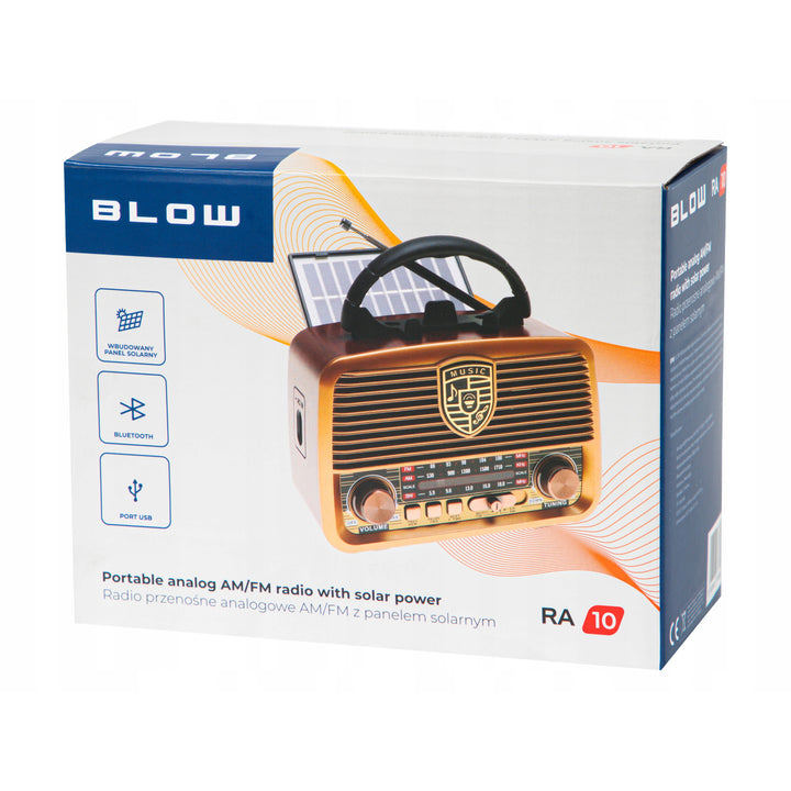 Přenosné solární rádio AM/FM BT BLOW RA10 s vynikající kvalitou zvuku