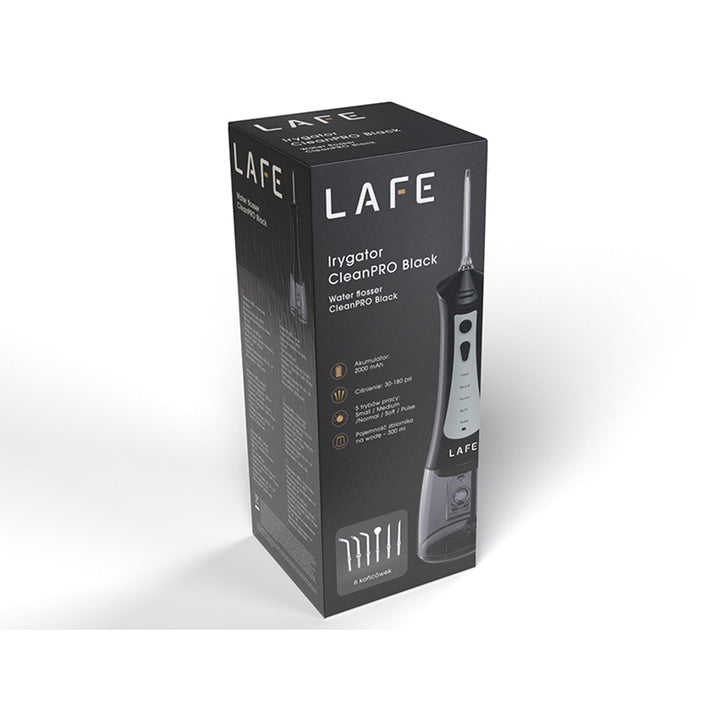 Zubní irigátor LAFE, 5 režimů, 6 koncovek, černý, CleanPRO