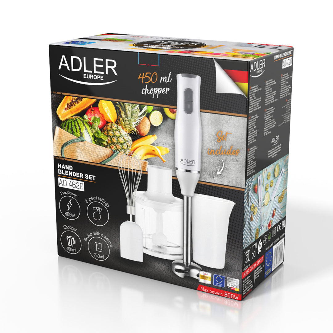Ruční mixér Adler, 2 rychlosti, bílý, 800 W, AD 4620