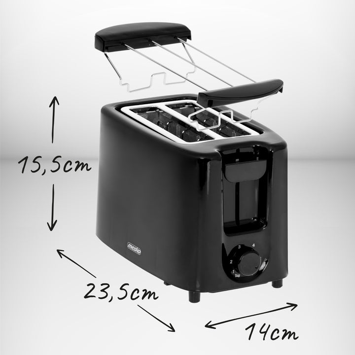 Topinkovač Mesko, + Rošt pro ohřívání housek 2 plátky, 900W, černý, MS 3220