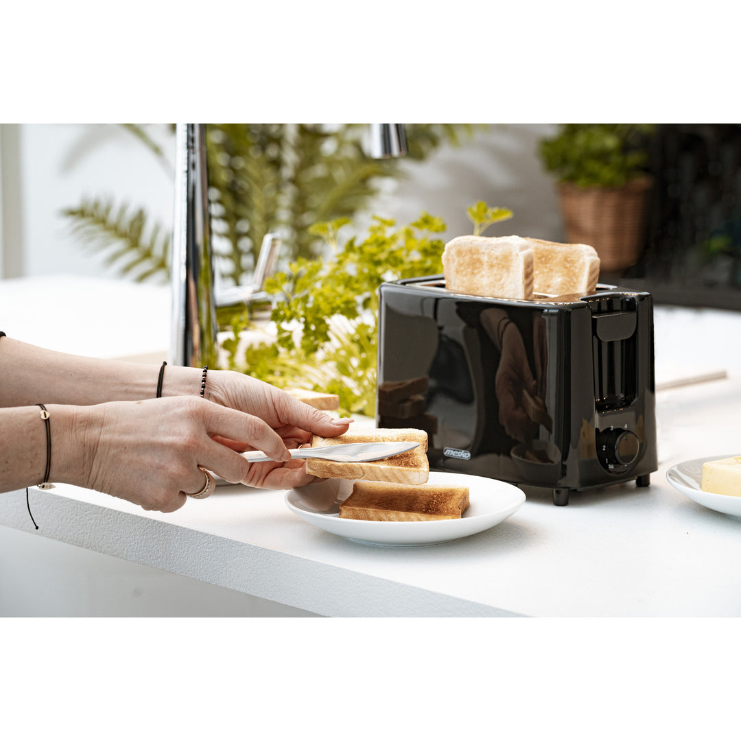 Topinkovač Mesko, + Rošt pro ohřívání housek 2 plátky, 900W, černý, MS 3220