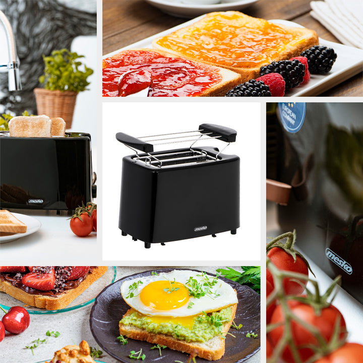 Topinkovač Mesko, + Rošt pro ohřívání housek 2 plátky, 900W, černý, MS 3220