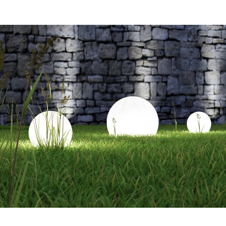 GreenBlue solární lampa, volně stojící, zahradní, koule 25x25x58cm, bílá LED, GB166, 4 kusy