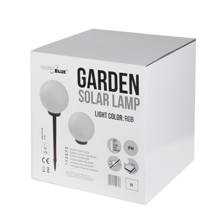 GreenBlue solární lampa, volně stojící, zahradní, koule 25x25x58cm, RGB LED, GB165, 4 kusy