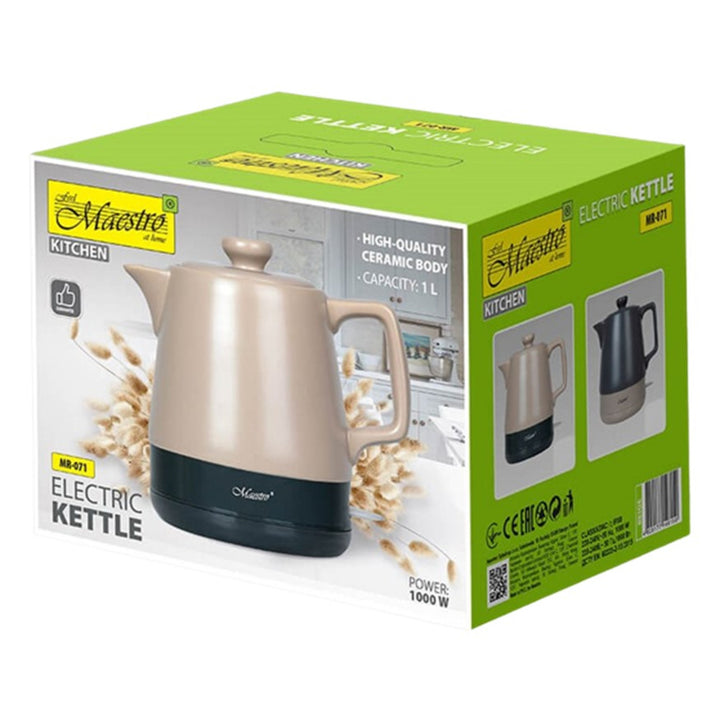 Keramická rychlovarná konvice 1l Maestro MR-071 Beige 1000W, zástrčka UK