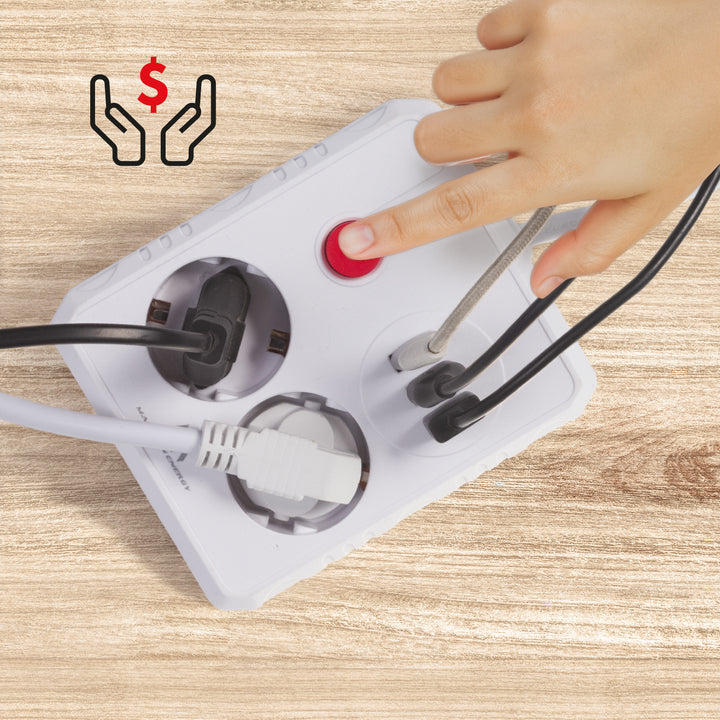 Napájecí lišta Maclean, prodlužovací kabel 2 zásuvky + 3xUSB, 110-240V AC 50/60Hz, 2,1A max. 2500W, 1,5m, bílá, MCE387 W