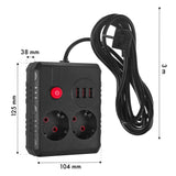 Napájecí lišta Maclean, prodlužovací kabel 2 zásuvky + 3xUSB, 110-240V AC 50/60Hz, 2,1A max. 2500W, 3 m, černá, MCE388 B