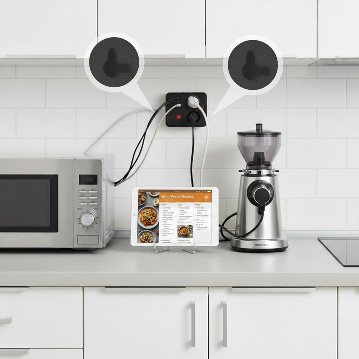 Napájecí lišta Maclean, prodlužovací kabel 2 zásuvky + 3xUSB, 110-240V AC 50/60Hz, 2,1A max. 2500W, 3 m, černá, MCE388 B