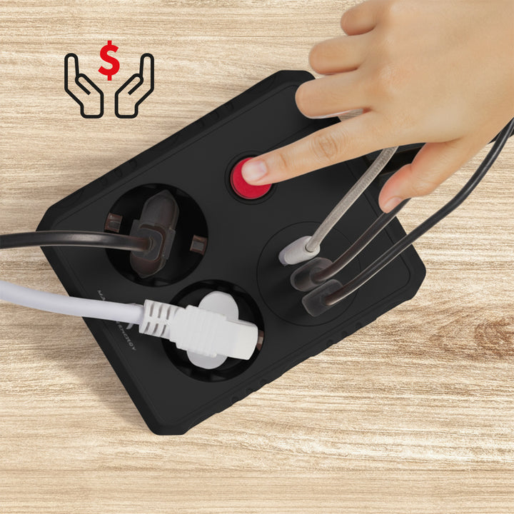 Napájecí lišta Maclean, prodlužovací kabel 2 zásuvky + 3xUSB, 110-240V AC 50/60Hz, 2,1A max. 2500W, 3 m, černá, MCE388 B