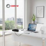 Napájecí lišta Maclean, prodlužovací kabel se 6 zásuvkami + 4xUSB, 110-240V AC 50/60Hz, 2,1A max. 2500W, 3m, černá, MCE391 B