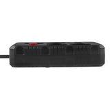Napájecí lišta Maclean, prodlužovací kabel se 4 zásuvkami + 3xUSB, 110-240V AC 50/60Hz, 2,1A max. 2500W, 1,5 m, černá, MCE392 B