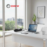 Napájecí lišta Maclean, 3zásuvkový prodlužovací kabel + 3xUSB, 110-240V AC 50/60Hz, 2,1A max. 2500W, 1,5 m, černá, MCE394 B