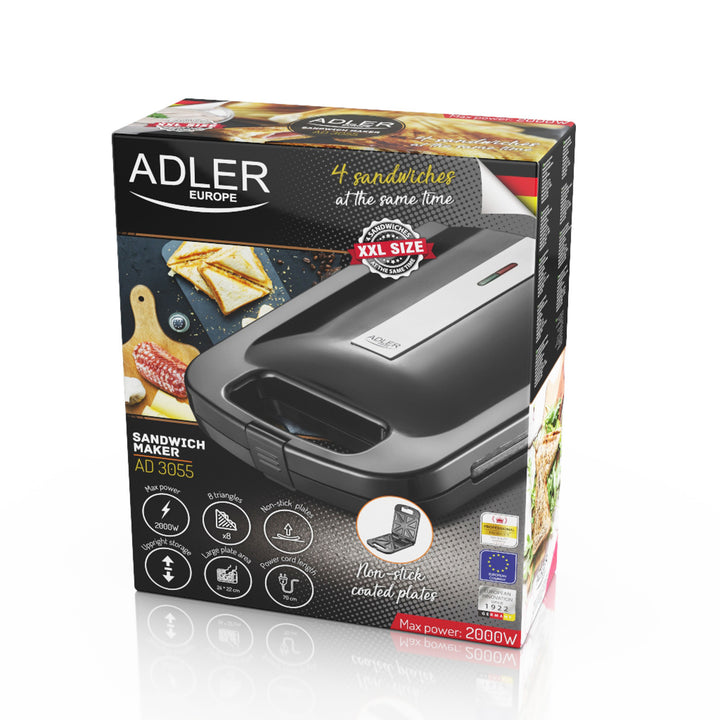 Adler AD 3055 černý 2000 W sendvičovač pro 4 sendviče
