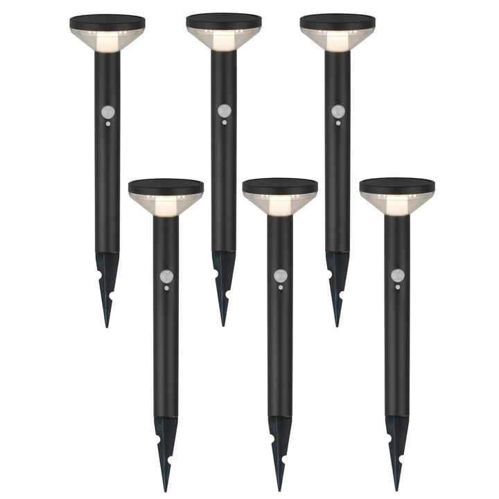 Solární LED světlo Maclean, se senzorem, 3 režimy, zásuvné, Li-ion 18650, IP44, 3,7 V, 1200 mAh, černá, MCE465 B, 6 kusů