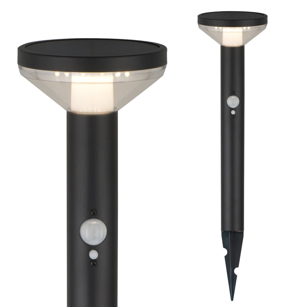 Solární LED světlo Maclean, se senzorem, 3 režimy, zásuvné, Li-ion 18650, IP44, 3,7 V, 1200 mAh, černá, MCE465 B, 8 kusů