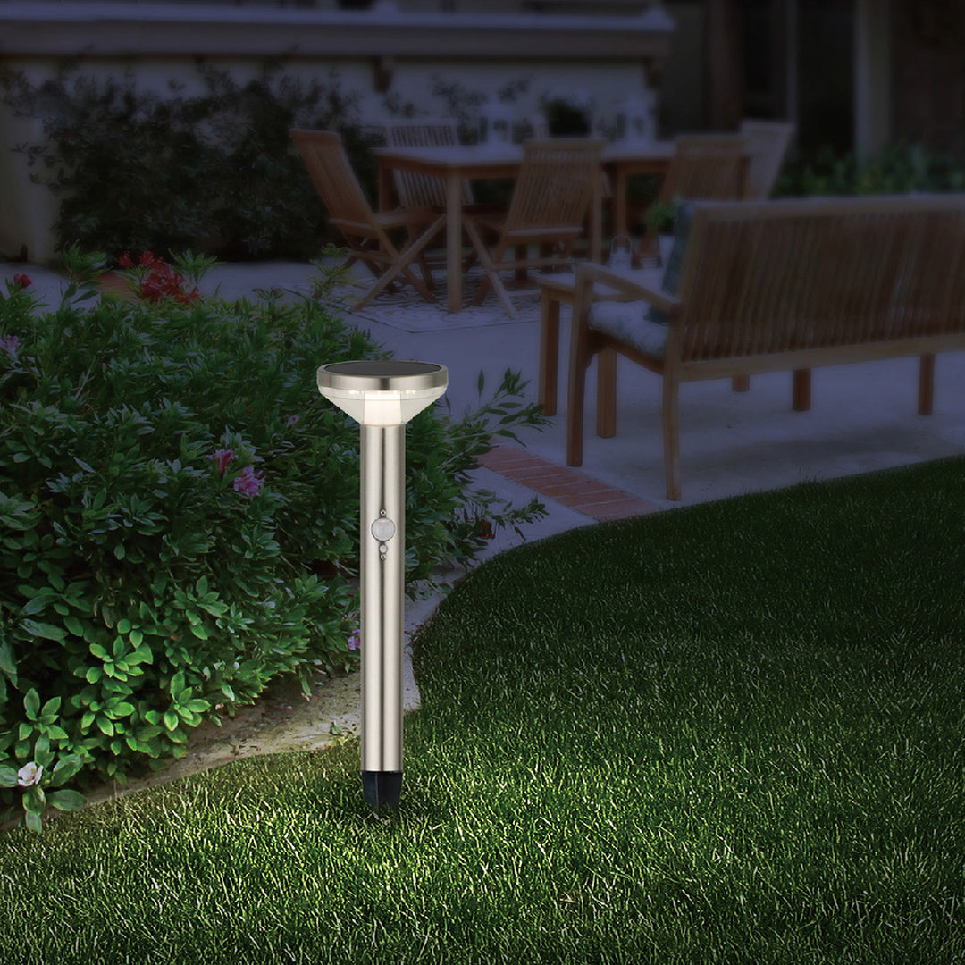 Solární LED světlo Maclean, se senzorem, 3 režimy, zásuvné, Li-ion 18650, IP44, 3,7 V, 1200 mAh, chrom matný, MCE465 C/M, 6 kusů