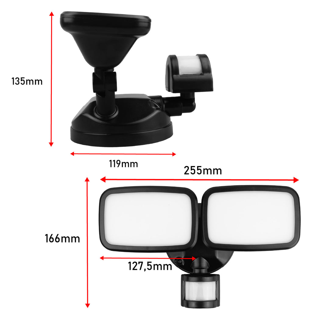 Nástěnná LED lampa Maclean, s PIR senzorem, 20 W, 1500 lm, IP65, neutrální bílá 4000 K, černá, MCE524 B