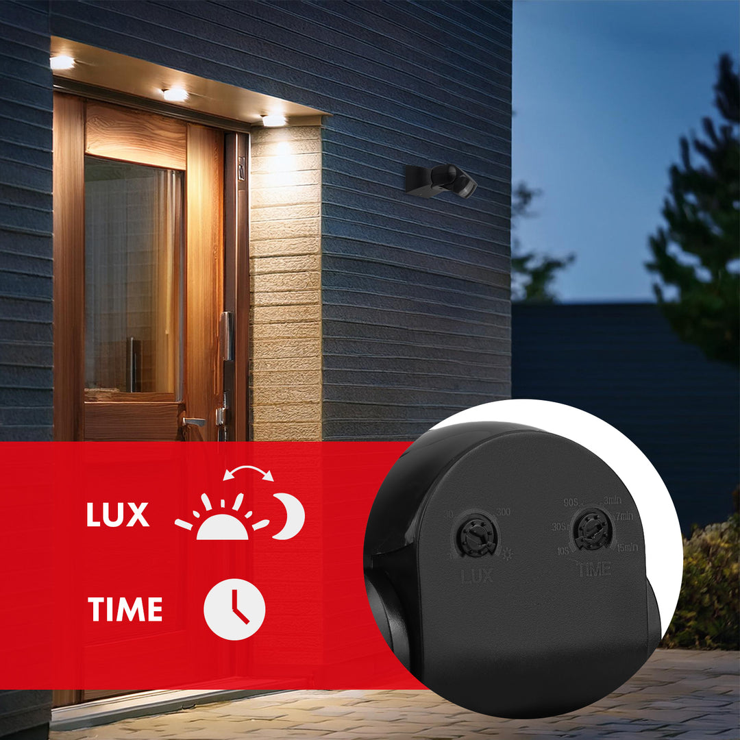 PIR pohybový senzor Maclean, infračervený, IP65, černý s černou clonou, dosah 12 m, MCE201 B/B