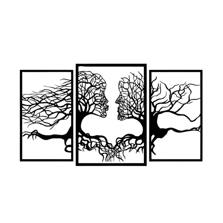 Ažurový obraz Eyoka, 3D dekorace na zeď, 3D obraz "Tváře ze stromů" 150x90cm Černá barva