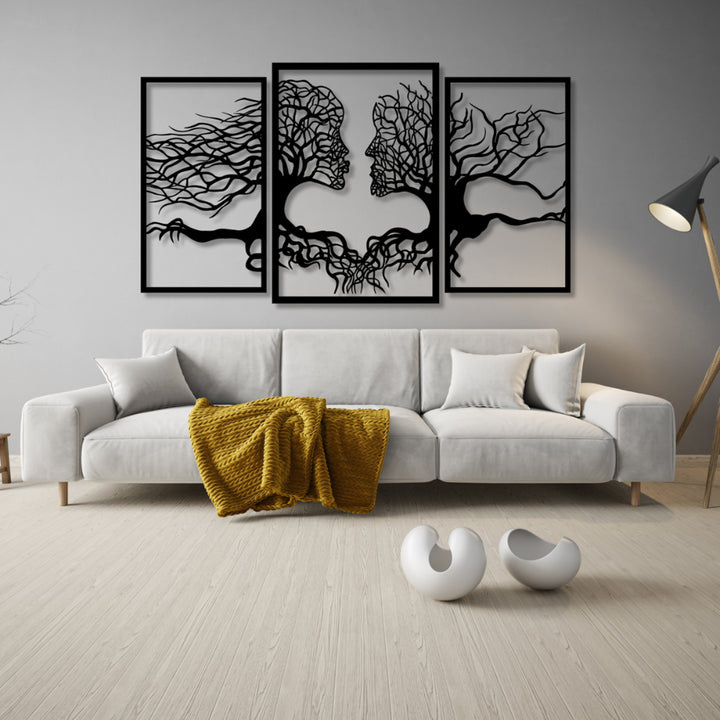 Ažurový 3D obraz Tváře ze stromů 120x67 cm černá
