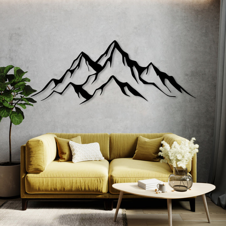 Ažurový obraz, 3D dekorace na zeď, 3D obraz "Panorama hor" 120x41cm Černá
