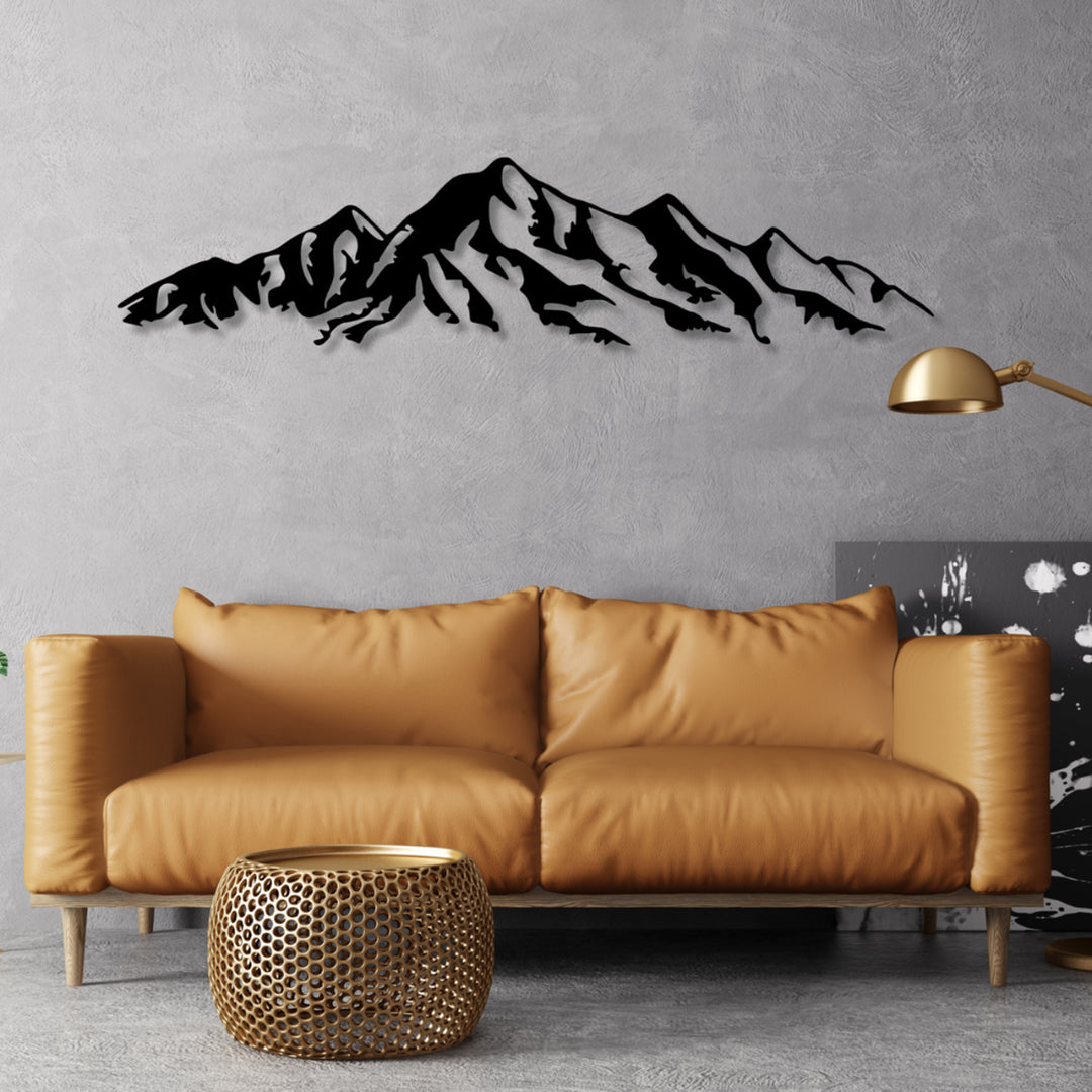 Ažurový obraz, 3D dekorace na zeď, 3D obraz "Alpy" 80x18cm Černá