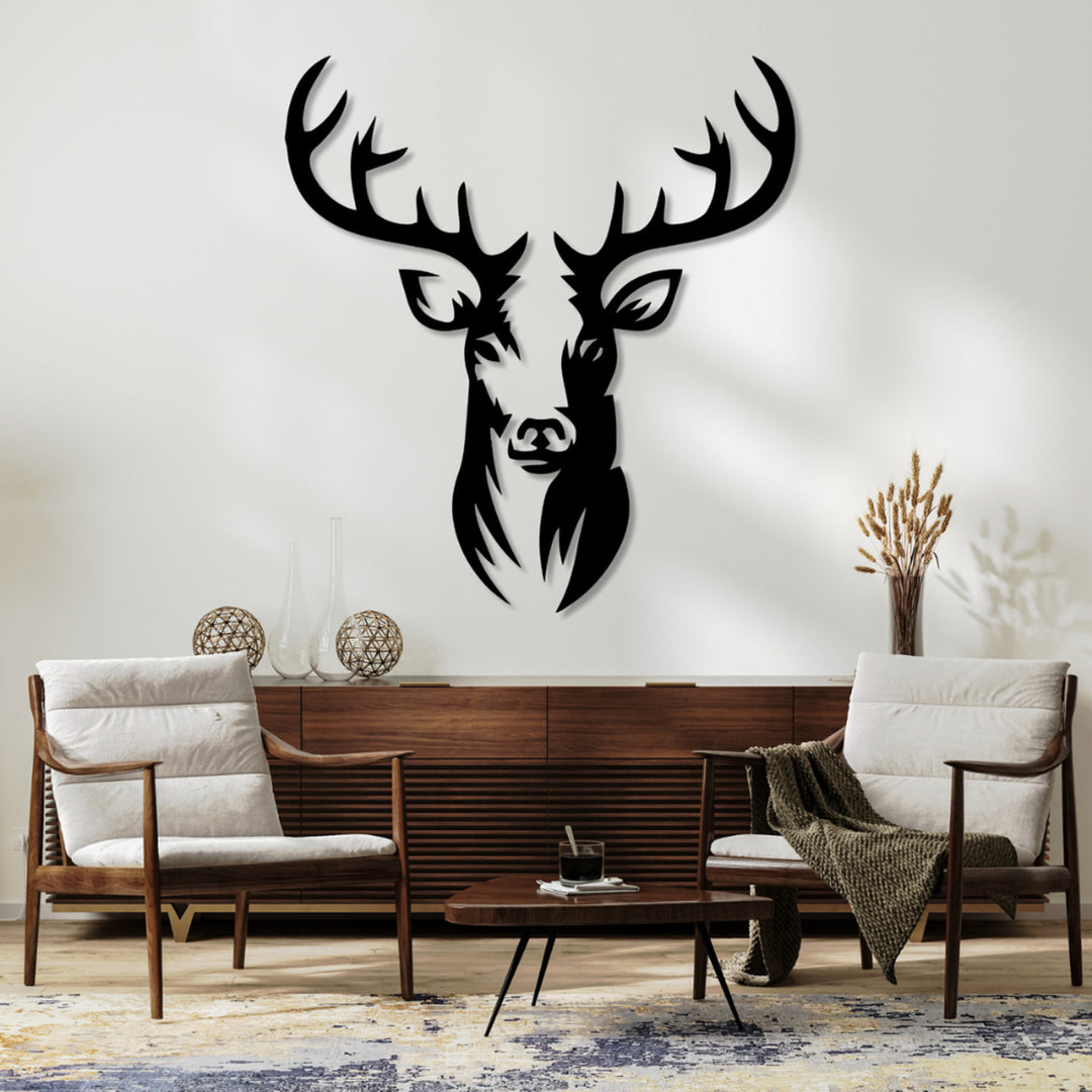 Ažurový obraz, 3D dekorace na zeď, 3D obraz "Jelen" 70x65cm černý
