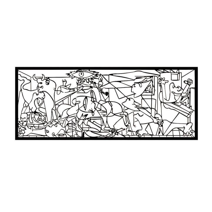 Ažurový obraz, 3D dekorace na zeď, 3D obraz "Guernica, Pablo Picasso" 67x27cm Černá barva