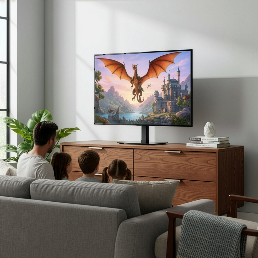 Univerzální TV stojan Maclean, pro RTV skříňku, stojan, max. 35 kg, otočný o 20 stupňů, pro TV 32-55", MC-132